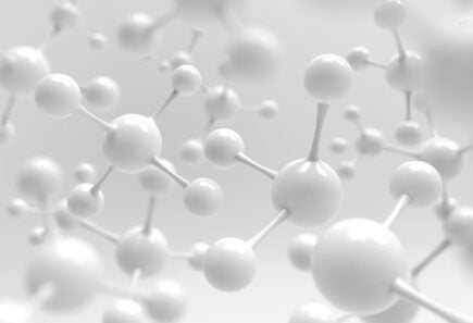 An abstract field of white molecular models