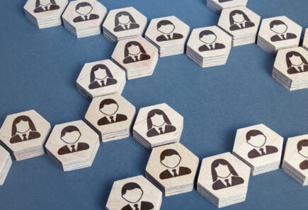 Network concept for career development, icons of people in hexagons
