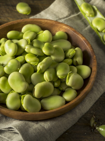 Fresh fava beans in a bowl