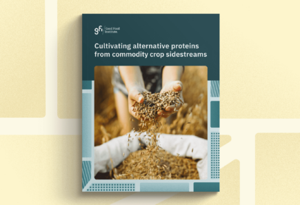 Cultivating alternative proteins from commodity crop sidestreams report cover on a graphic background